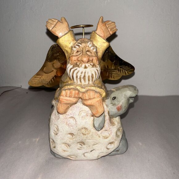 David Frykman Angel 5" Figurine Sheep All That Glitters Too w Gold Metal Wings - Picture 1 of 6
